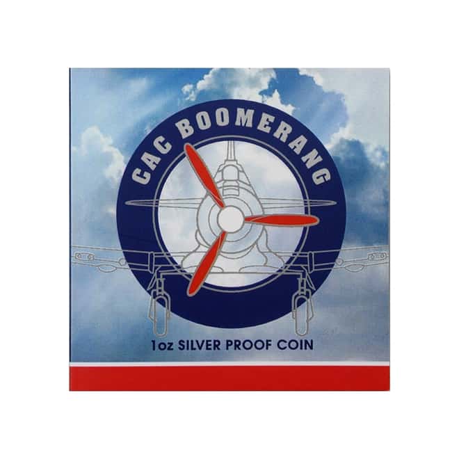2017 Niue 1 oz Proof Silver CAC Boomerang Fighter Aircraft Coin (w/Box & COA)