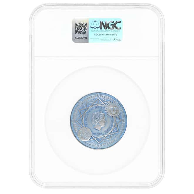 2017 Niue 2 oz Celestial Bodies Sun & Moon Antiqued Silver Coin NGC MS 69