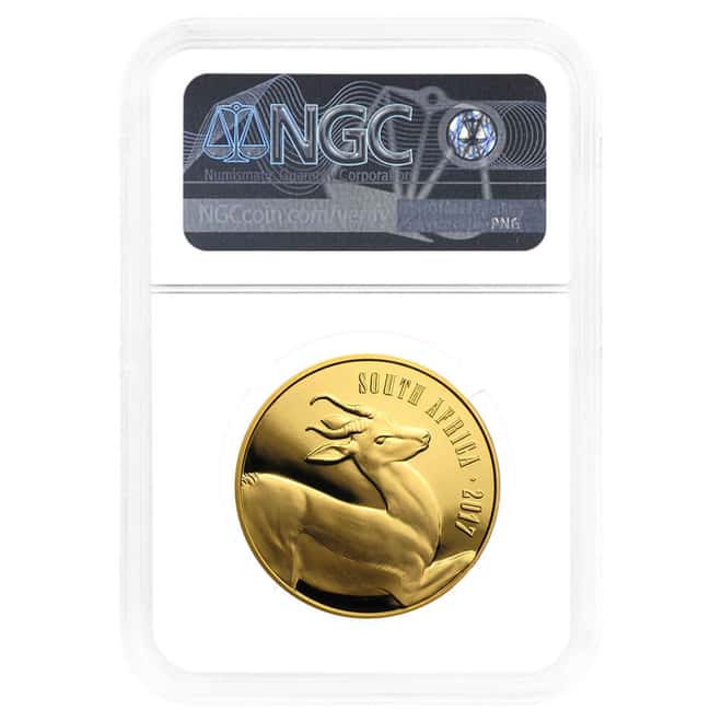 2017 South Africa 1 oz Natura Springbok Proof Gold Coin NGC PF 70 UCAM Coert Steynberg Privy