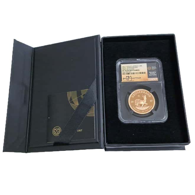 2017 South Africa 1 oz Proof Gold Krugerrand 50th Ann. NGC PF 70 UCAM FR w/Box & COA (Tumi Tsehlo)