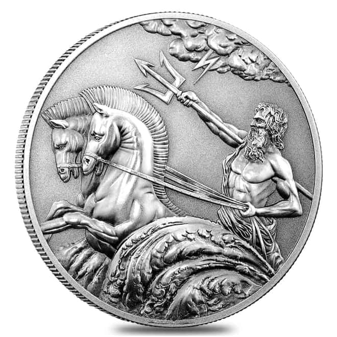 2017 Tokelau 1 oz Silver Poseidon Antiqued High Relief Coin (w/Box & COA)