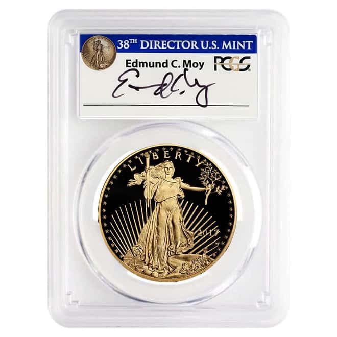 2017-W 1 oz $50 Proof Gold American Eagle PCGS PF 70 FDOI (Edmund C. Moy)