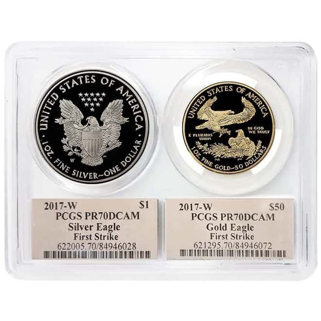 2017-W Gold & Silver Proof American Eagle 2-Coin Set PCGS PF 70 DCAM FS (St. Gaudens Label)