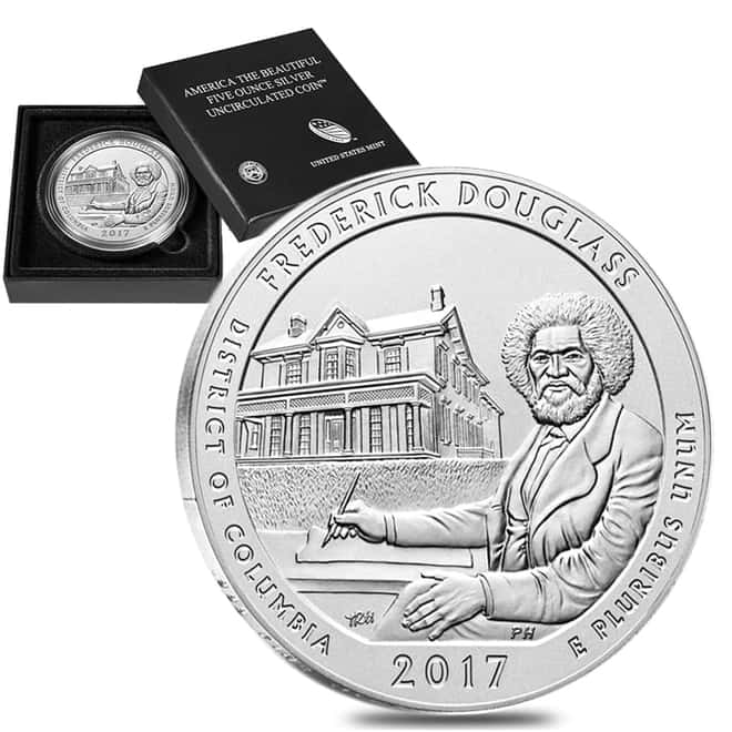 2017-P 5 oz Silver America the Beautiful ATB DC Frederick Douglass National Historic Site Unc Coin (w/Box & COA)