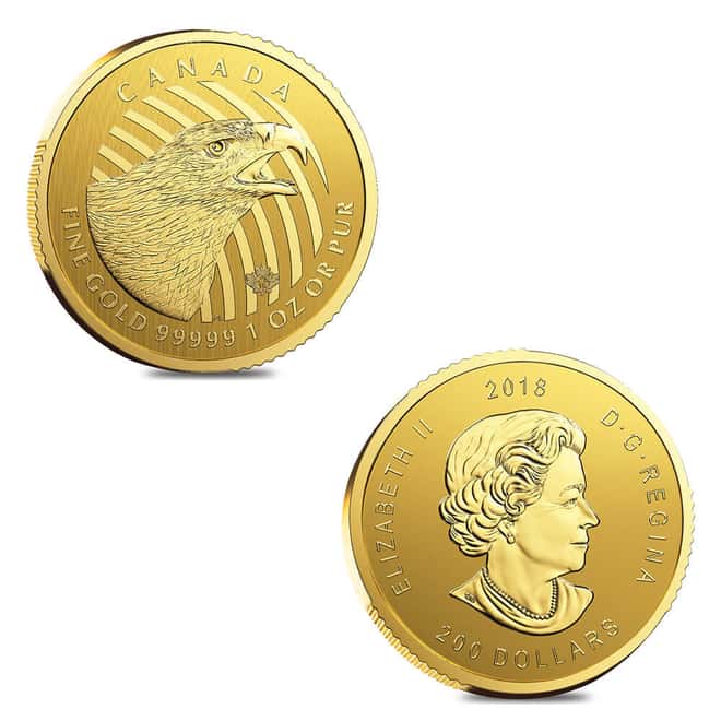 2018 1 oz Canadian Golden Eagle Call of the Wild Gold Coin BU .99999 Fine (NO ASSAY)