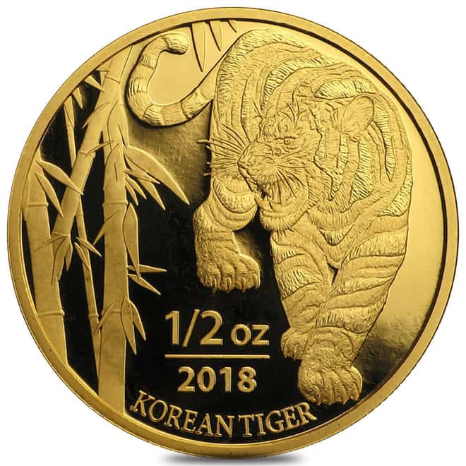 2018 1/2 oz South Korea Gold Tiger Medal BU