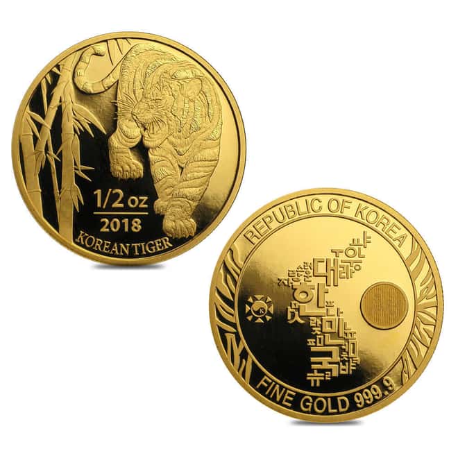 2018 1/2 oz South Korea Gold Tiger Medal BU