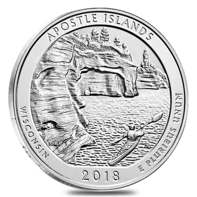 2018-P 5 oz Silver America the Beautiful ATB Wisconsin Apostle Islands National Lakeshore Unc Coin (w/Box & COA)