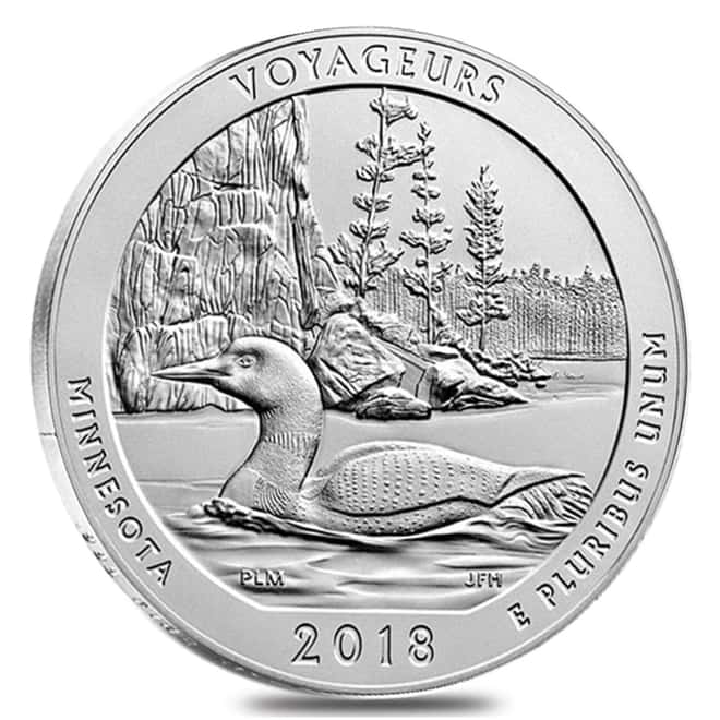 2018-P 5 oz Silver America the Beautiful ATB Minnesota Voyageurs National Park Unc Coin (w/Box & COA)