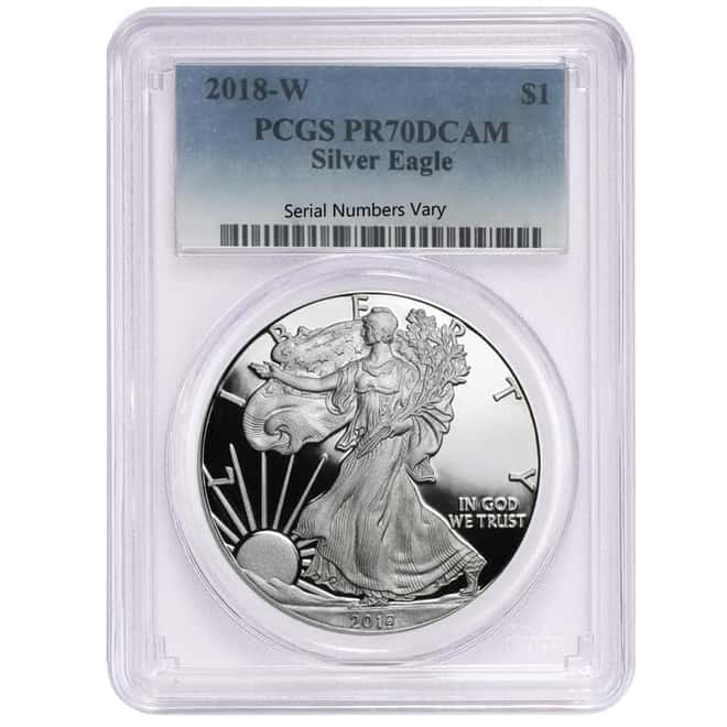 2018-W 1 oz Proof Silver American Eagle $1 Coin PCGS PF 70 DCAM