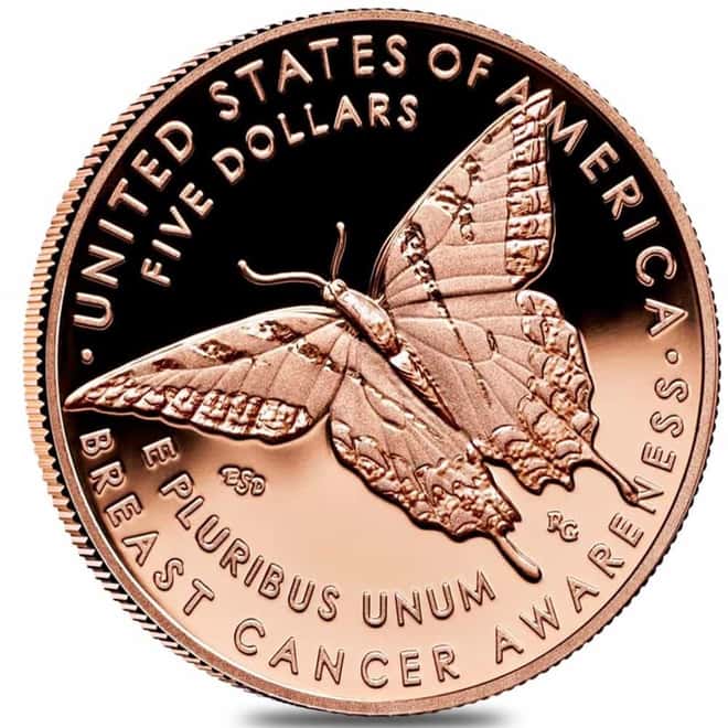 2018-W $5 Breast Cancer Awareness Commemorative Proof Gold Coin in Cap