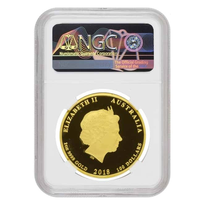 2018 1 oz Colorized Proof Gold Lunar Year of The Dog Australia Perth Mint NGC PF 70 UCAM