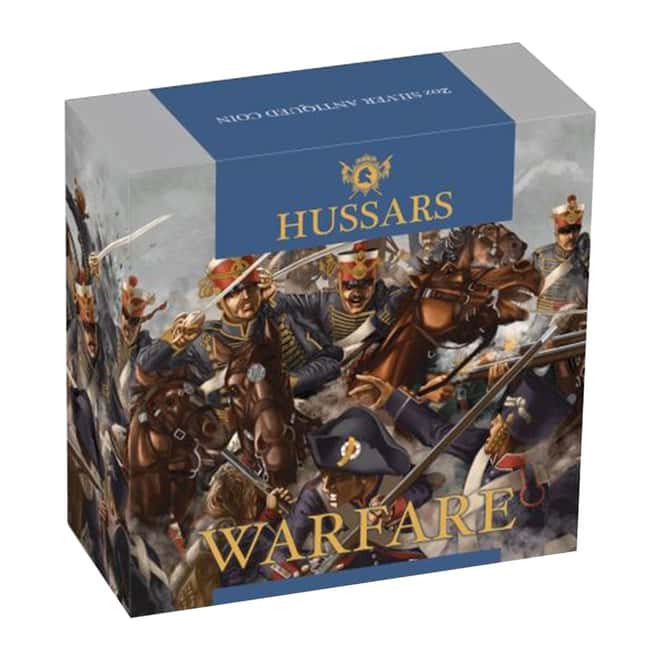 2018 2 oz Silver Hussars - Warfare Series High Relief Antiqued Coin Perth Mint (w/Box & COA)