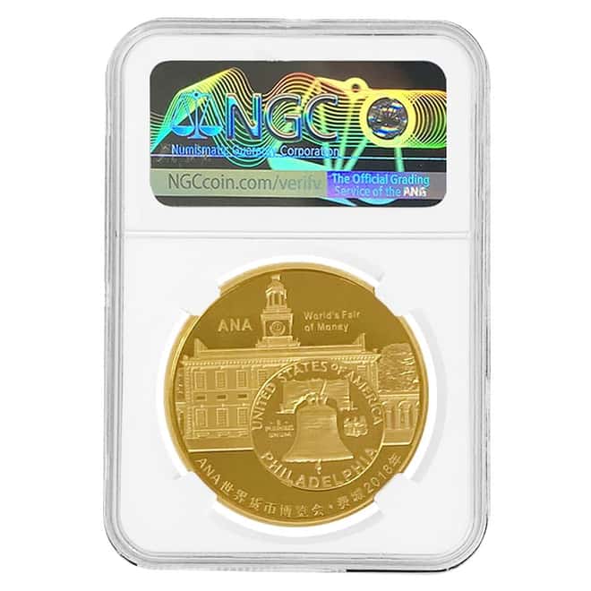 2018 50 gram Proof Gold Chinese Panda ANA World's Fair of Money Medal NGC Gem Proof