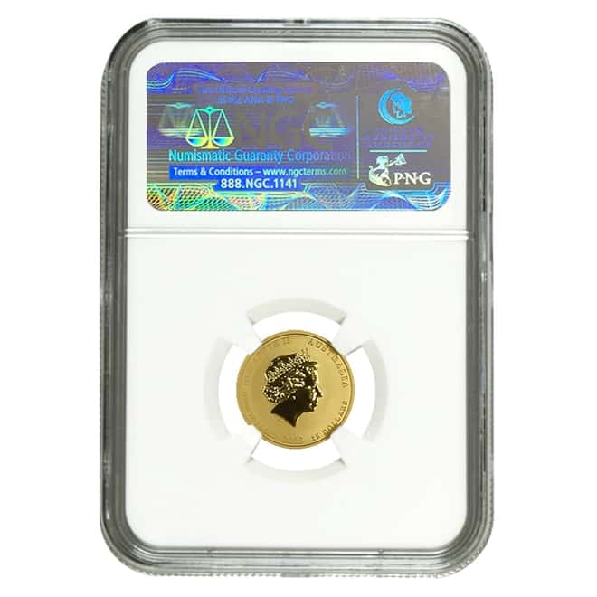 2018 1/10 oz Gold Lunar Year of The Dog Australia Perth Mint NGC MS 70 ER