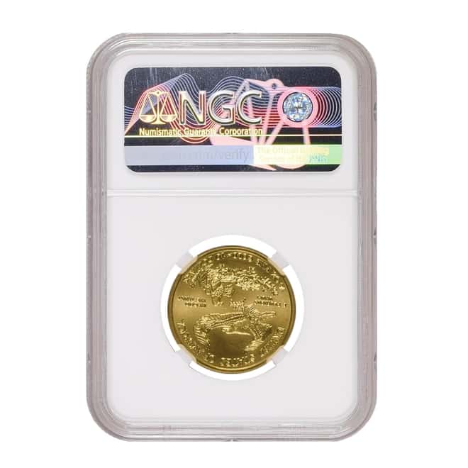 2018 1/4 oz $10 Gold American Eagle NGC MS 69 Mint Error (Obv Struck Thru)