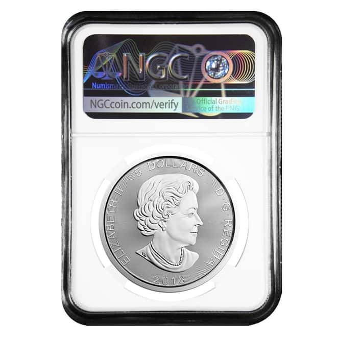 2018 1 oz Canadian Silver Wolf Predator Series NGC MS 68 Mint Error (Rev Struck Thru)