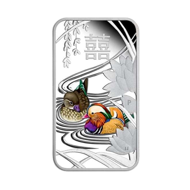 2018 1 oz Colorized Silver Chinese Wedding Coin Bar Australian Perth Mint (w/Box & COA)