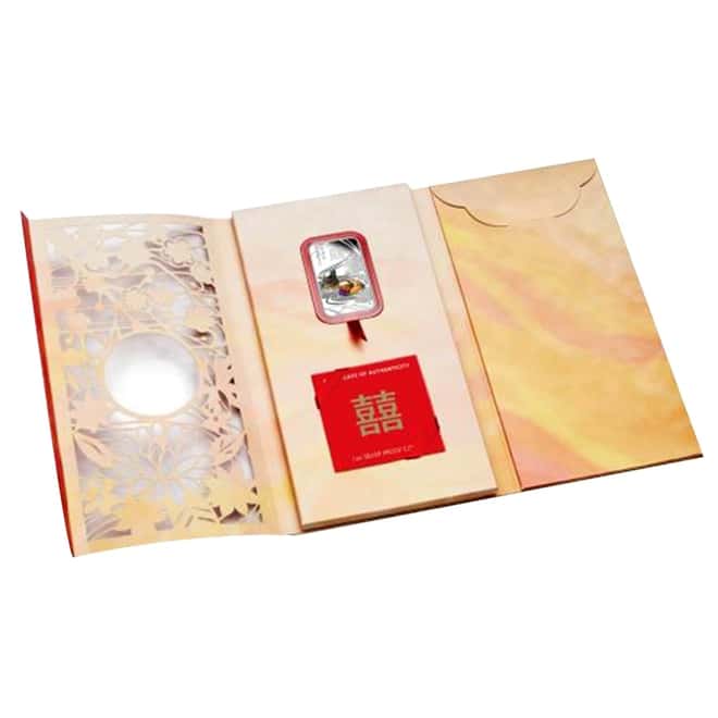 2018 1 oz Colorized Silver Chinese Wedding Coin Bar Australian Perth Mint (w/Box & COA)