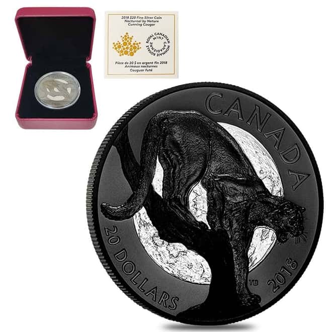 2018 1 oz Silver Canada Cunning Cougar Matte Proof Coin (w/Box & COA)