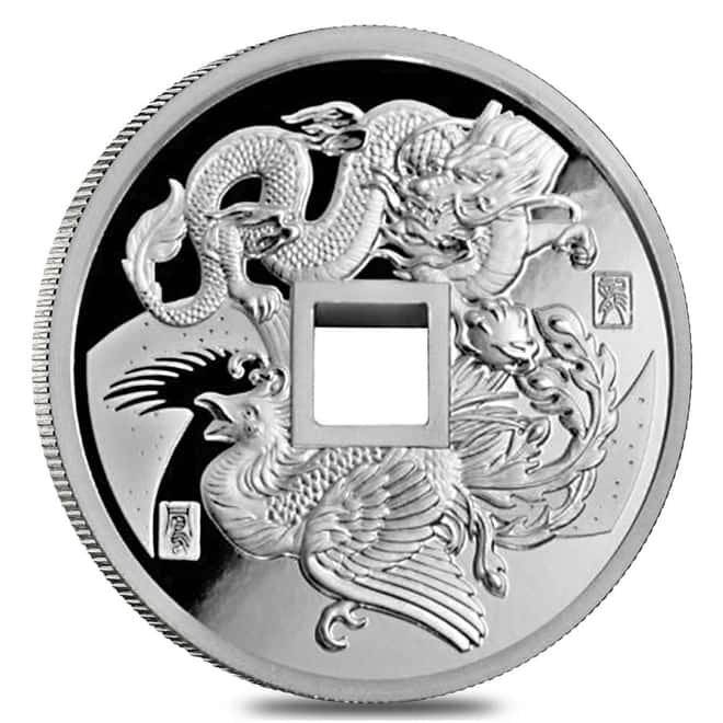 2018 1 oz Silver Chinese Dragon and Phoenix Proof Round