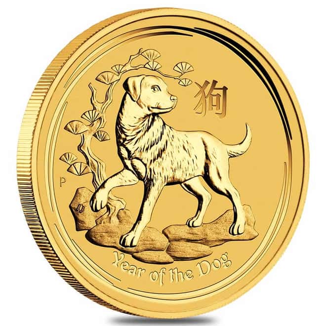 2018 2 oz Gold Lunar Year of The Dog BU Australia Perth Mint In Cap