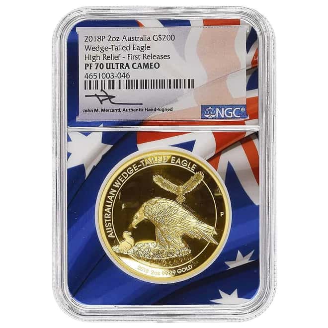 2018 2 oz Proof Gold Australian Wedge-Tailed Eagle Perth Mint NGC PF 70 UCAM FR (John M. Mercanti)