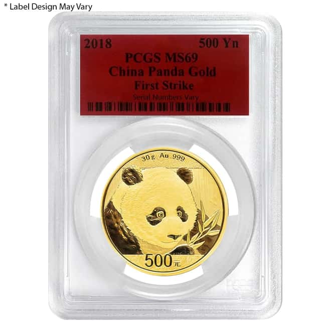 2018 30 Gram Chinese Gold Panda 500 Yuan PCGS MS 69 First Strike