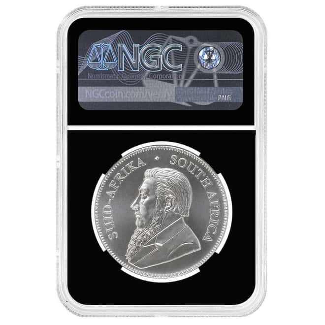 2018 South Africa 1 oz Silver Krugerrand NGC Gem UNC First Day of Production (1 Gram Silver Label)