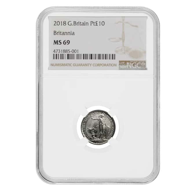 2018 Great Britain 1/10 oz Platinum Britannia Coin NGC MS 69
