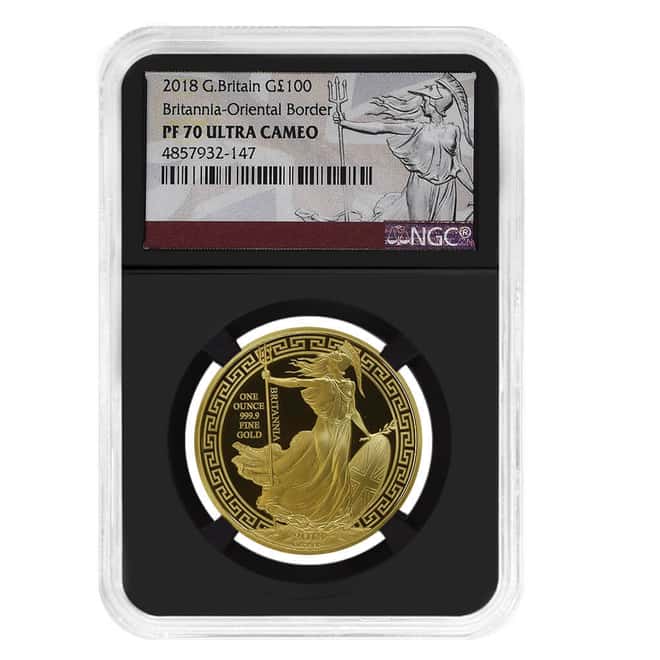 2018 Great Britain 1 oz Gold Britannia Oriental Border Coin NGC PF 70 UCAM
