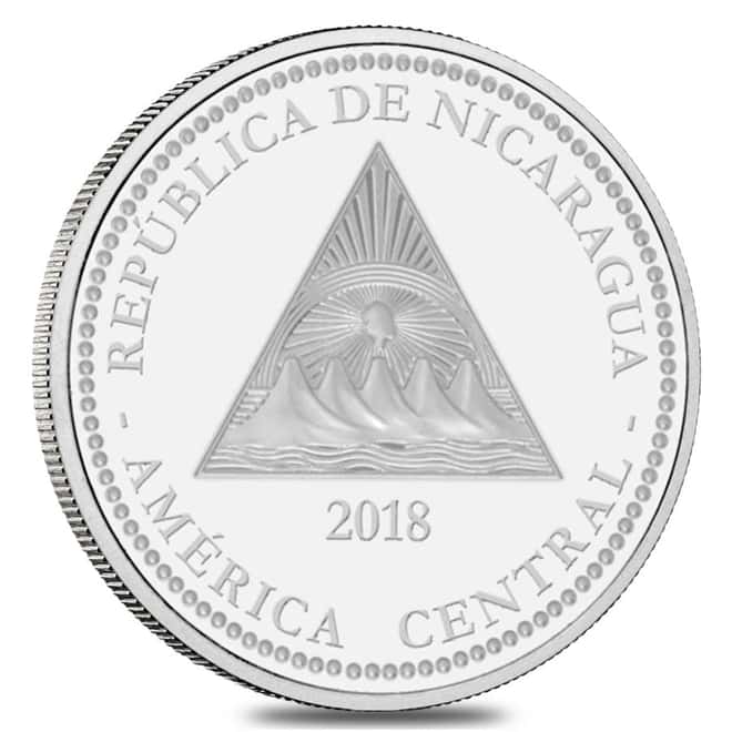 2018 Nicaragua 1 oz Silver Jaguar Proof Colorized $1 Coin (w/Box & COA)