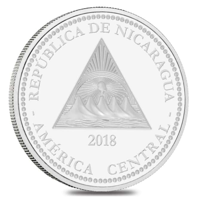 2018 Nicaragua 1 oz Silver Ocelot Proof Colorized $1 Coin (w/Box & COA)