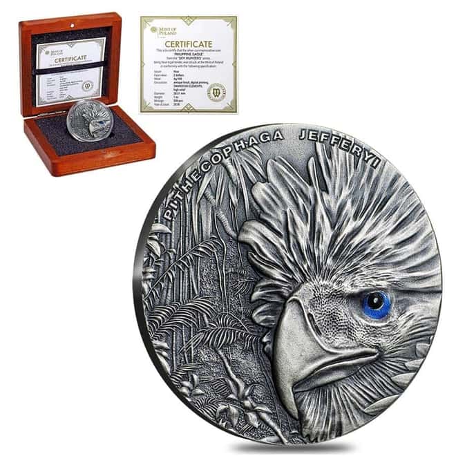 2018 Niue 1 oz Silver Philippine Eagle - Sky Hunters High Relief Coin (w/Box & COA)