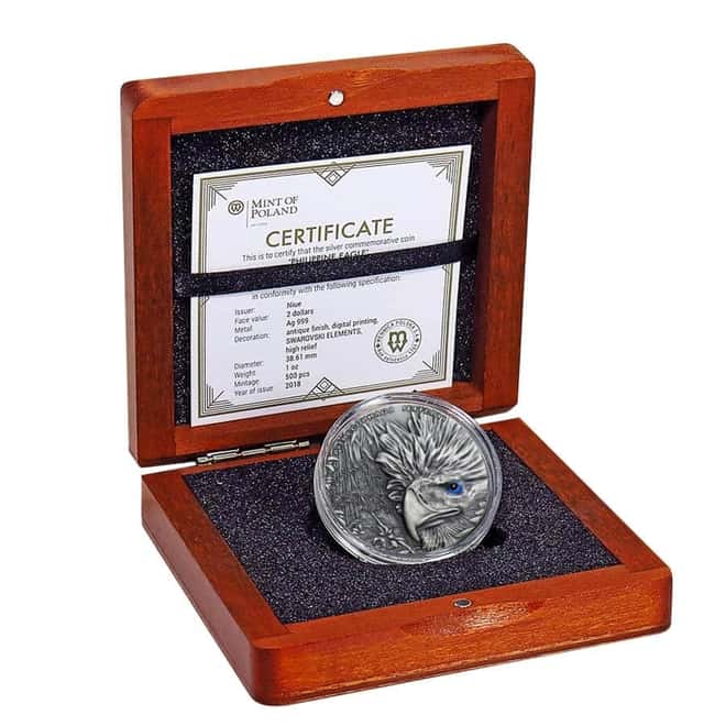 2018 Niue 1 oz Silver Philippine Eagle - Sky Hunters High Relief Coin (w/Box & COA)
