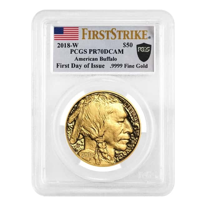 2018 W 1 oz $50 Proof Gold American Buffalo PCGS PF 70 DCAM FDOI