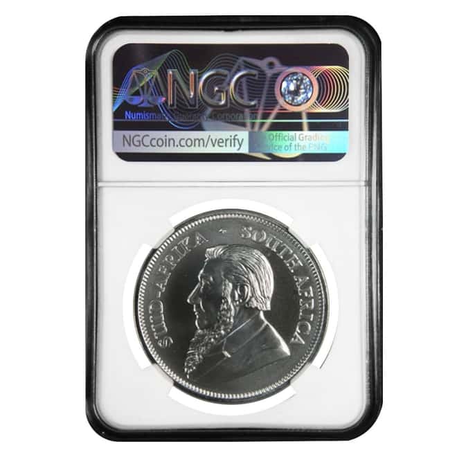 2018 South Africa 1 oz Silver Krugerrand NGC MS 69 Mint Error (Rev Struck Thru)