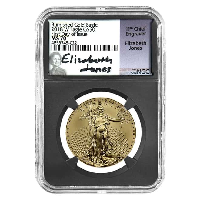 2018-W 1 oz $50 Burnished Gold American Eagle NGC MS 70 FDOI (Jones)