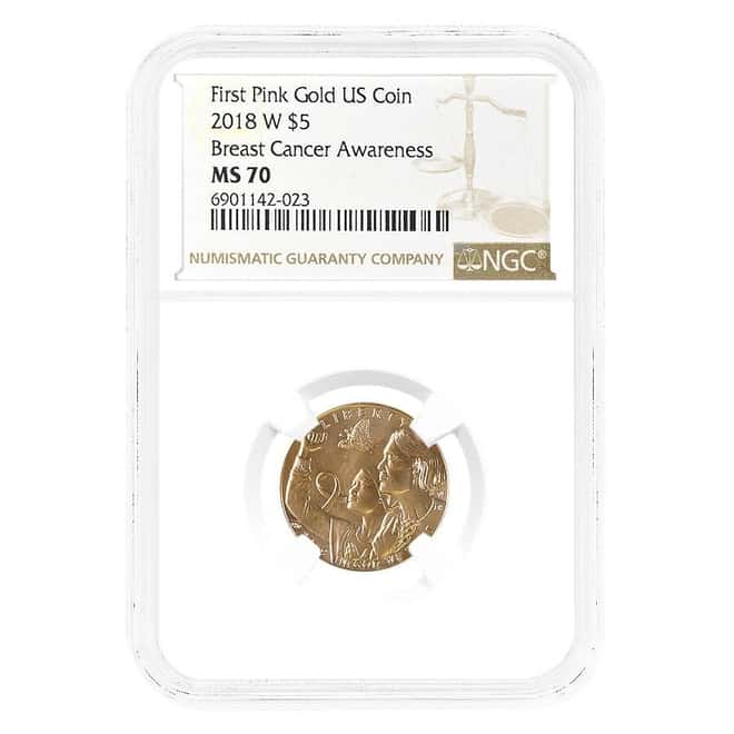 2018-W Gold $5 Breast Cancer Awareness Comm. NGC MS 70
