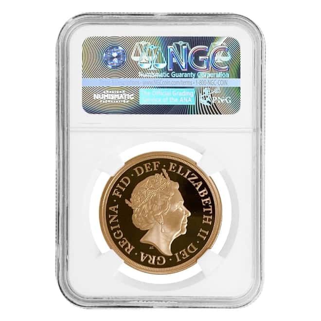 2018 Great Britain Proof Gold British 5 Sovereign Sapphire Anniv. Privy NGC PF 70 UCAM