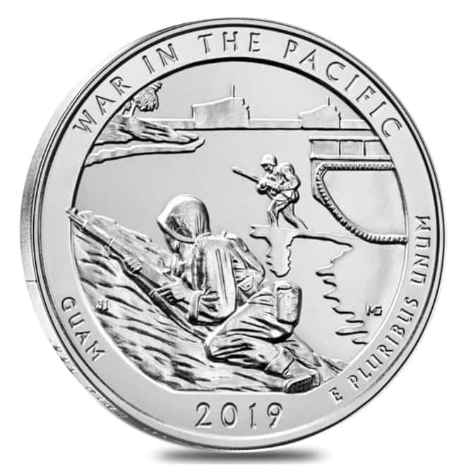 2019-P 5 oz Silver America the Beautiful ATB Guam War in the Pacific National Park Unc Coin (w/Box & COA)
