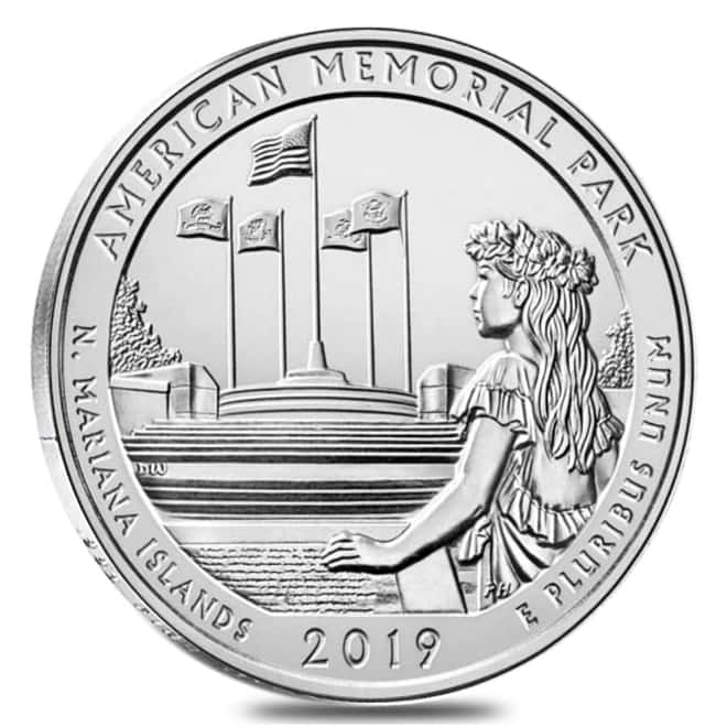 2019-P 5 oz Silver America the Beautiful ATB Northern Mariana Islands American Memorial Park Unc Coin (w/Box & COA)