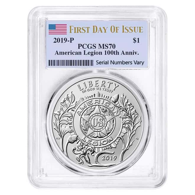 2019-P American Legion 100th Anniversary Silver Dollar $1 PCGS MS 70 FDOI
