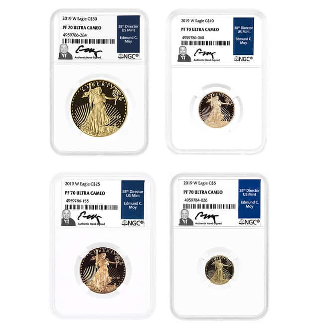 2019-W 1.85 oz Proof Gold American Eagle 4-Coin Set NGC PF 70 UCAM (Edmund C. Moy)