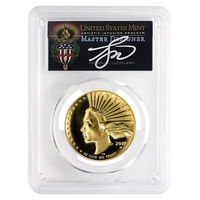 2019-W 1 oz $100 American Liberty High Relief Enhanced Gold Coin PCGS SP 70 PL (Cleveland)