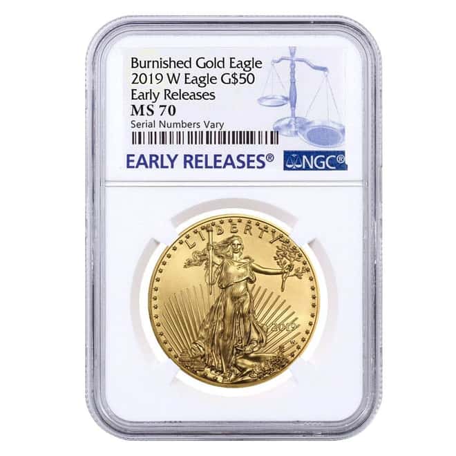 2019-W 1 oz $50 Burnished Gold American Eagle NGC MS 70 Early Releases