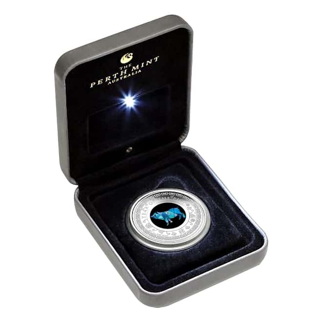 2019 1 oz Proof Silver Lunar Year of the Pig Opal Coin Australian Perth Mint (w/Box & COA)