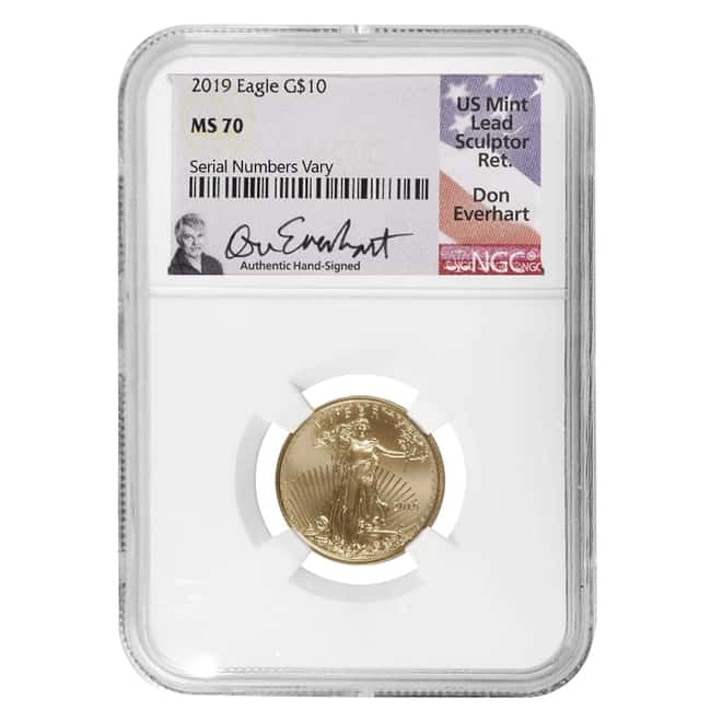 2019 1/4 oz $10 Gold American Eagle NGC MS 70 (Don Everhart Sign)