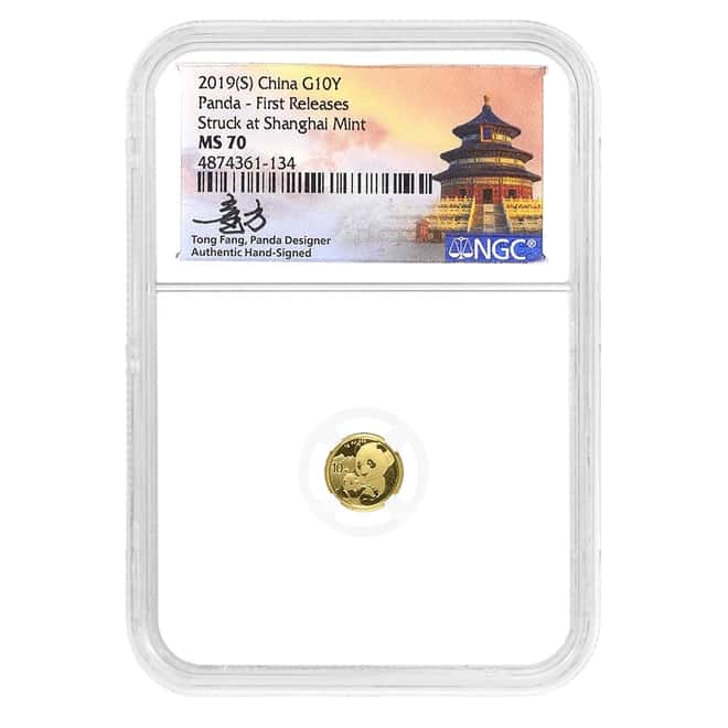 2019 1 gram Chinese Gold Panda NGC MS 70 FR (Tong Fang)