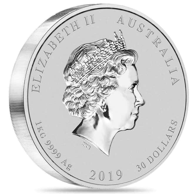 2019 1 Kilo Colorized Silver Lunar Pig BU Australian Perth Mint